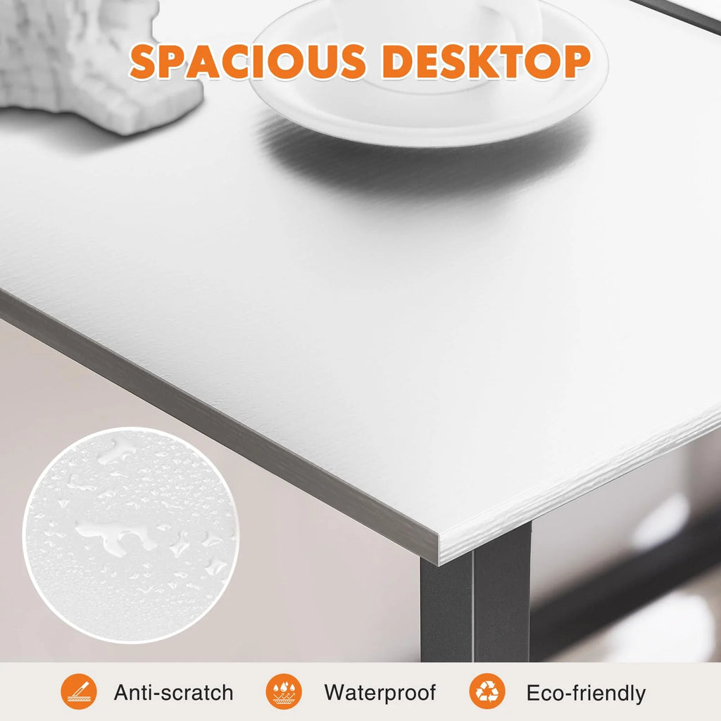 Sweetcrispy 32-Inch Computer Desk White Black